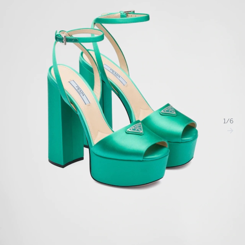 Green satin Prada platform sandal